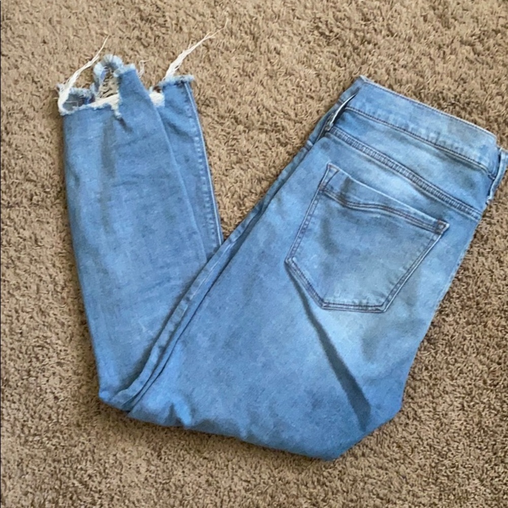 Light Wash Destroyed Denim Skinny Jean